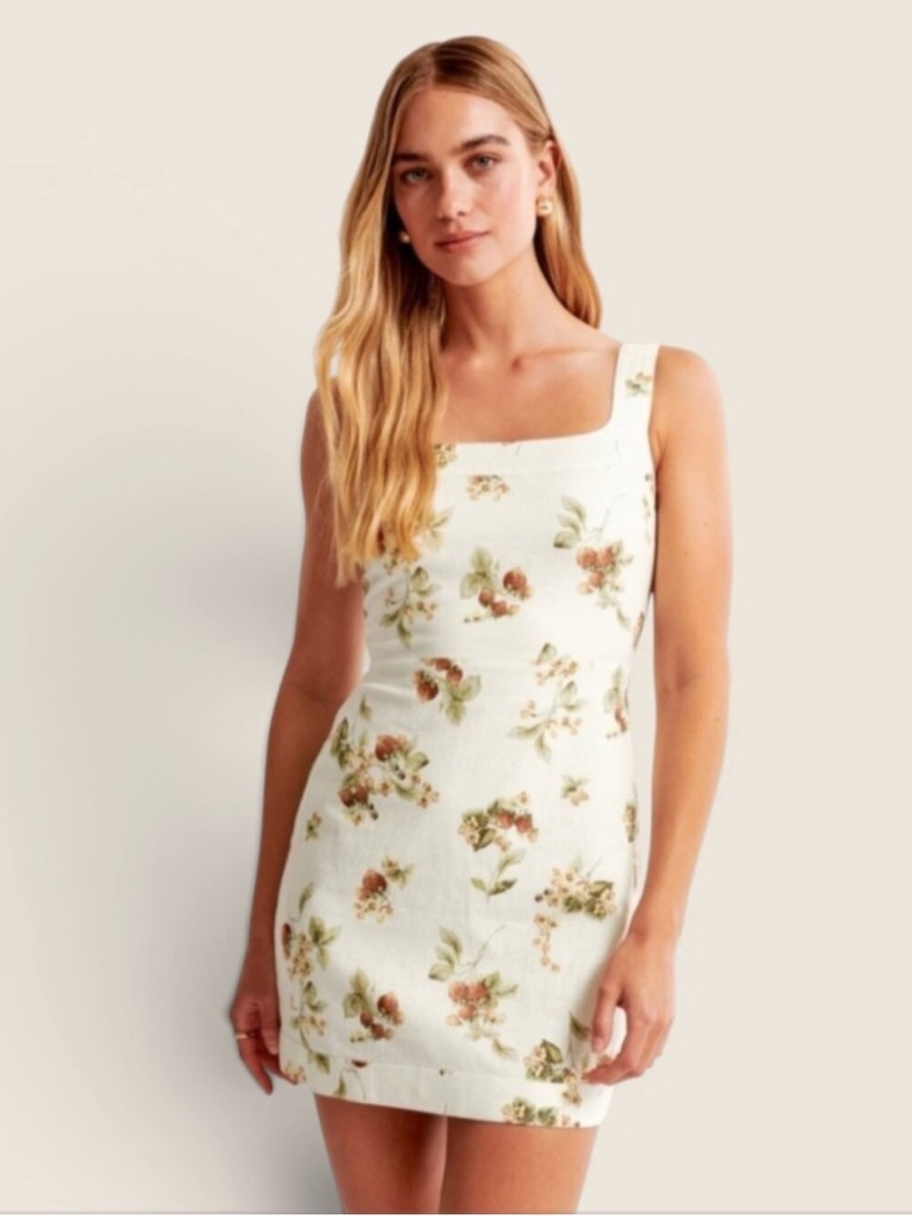 Abercrombie & Fitch Strawberry Linen Wide Strap Mini Dress Small